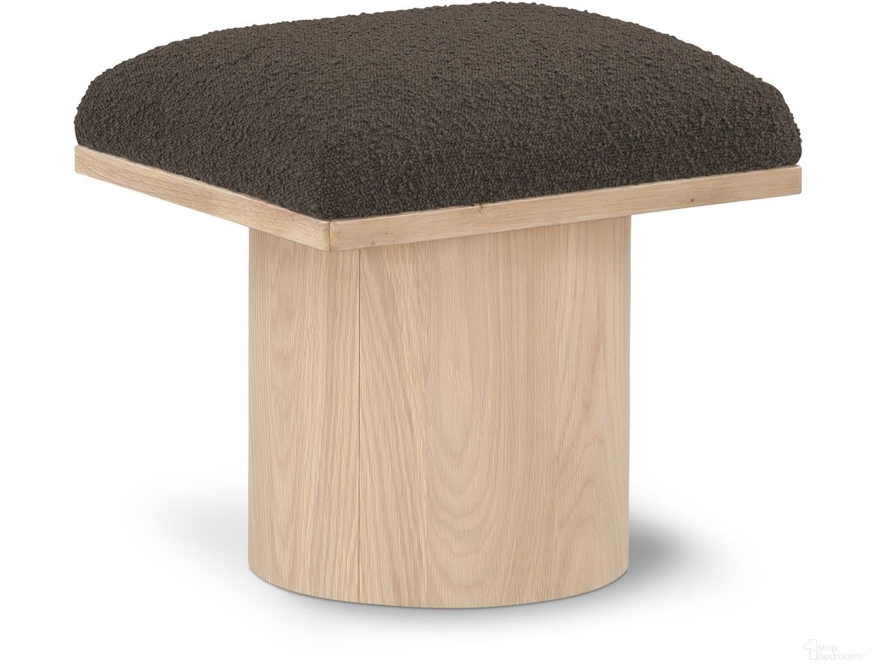 The appearance of Pavilion Boucle Fabric Stool In Brown designed by Meridian in the modern / contemporary interior design. This brown piece of furniture  was selected by 1StopBedrooms from Pavilion Collection to add a touch of cosiness and style into your home. Sku: 465Brown-C. Material: Boucle.