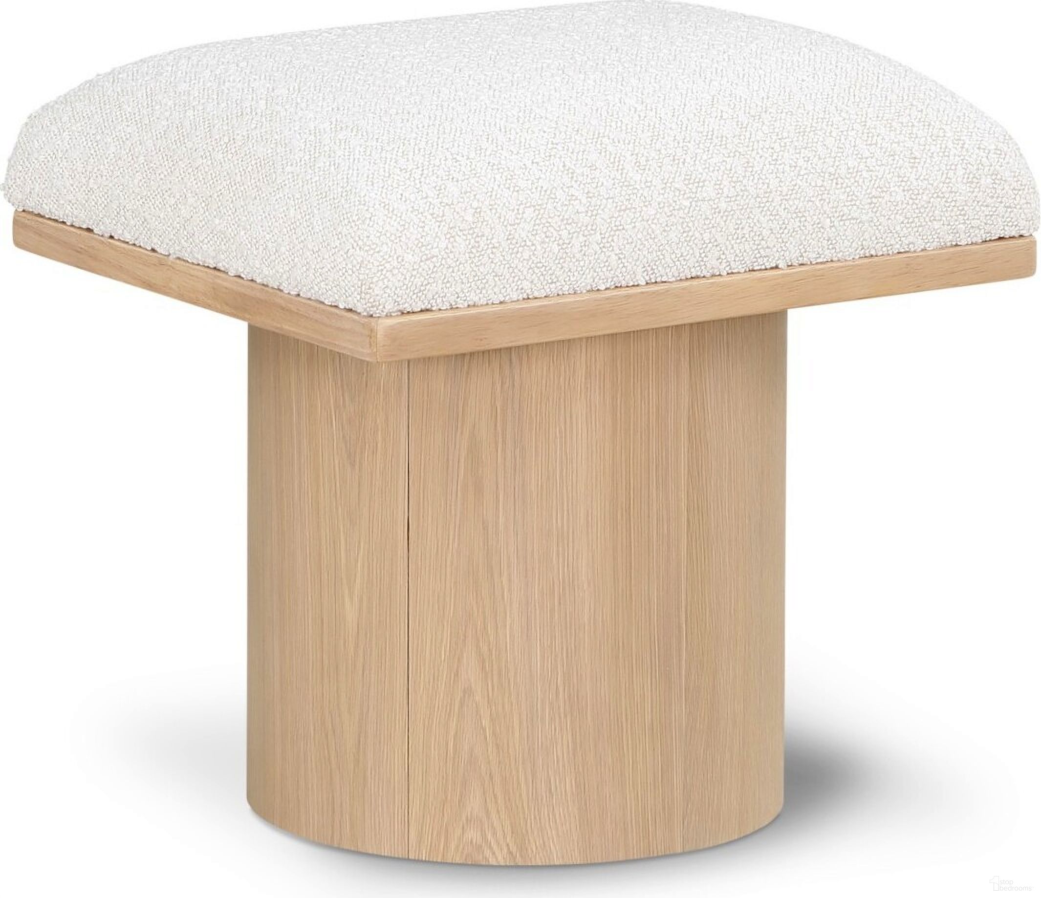 Pavilion Boucle Fabric Stool In Cream/Natural