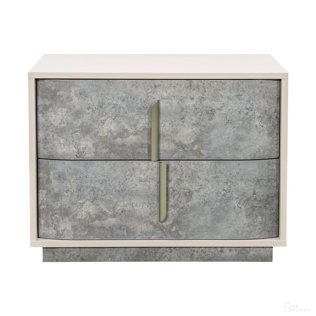 The appearance of Pavira 2-Drawer Nightstand In Stone designed by Michael Amini in the modern / contemporary interior design. This stone piece of furniture was selected by 1StopBedrooms from Pavira Collection to add a touch of cosiness and style into your home. Sku: 9023042-837. Material: Wood.