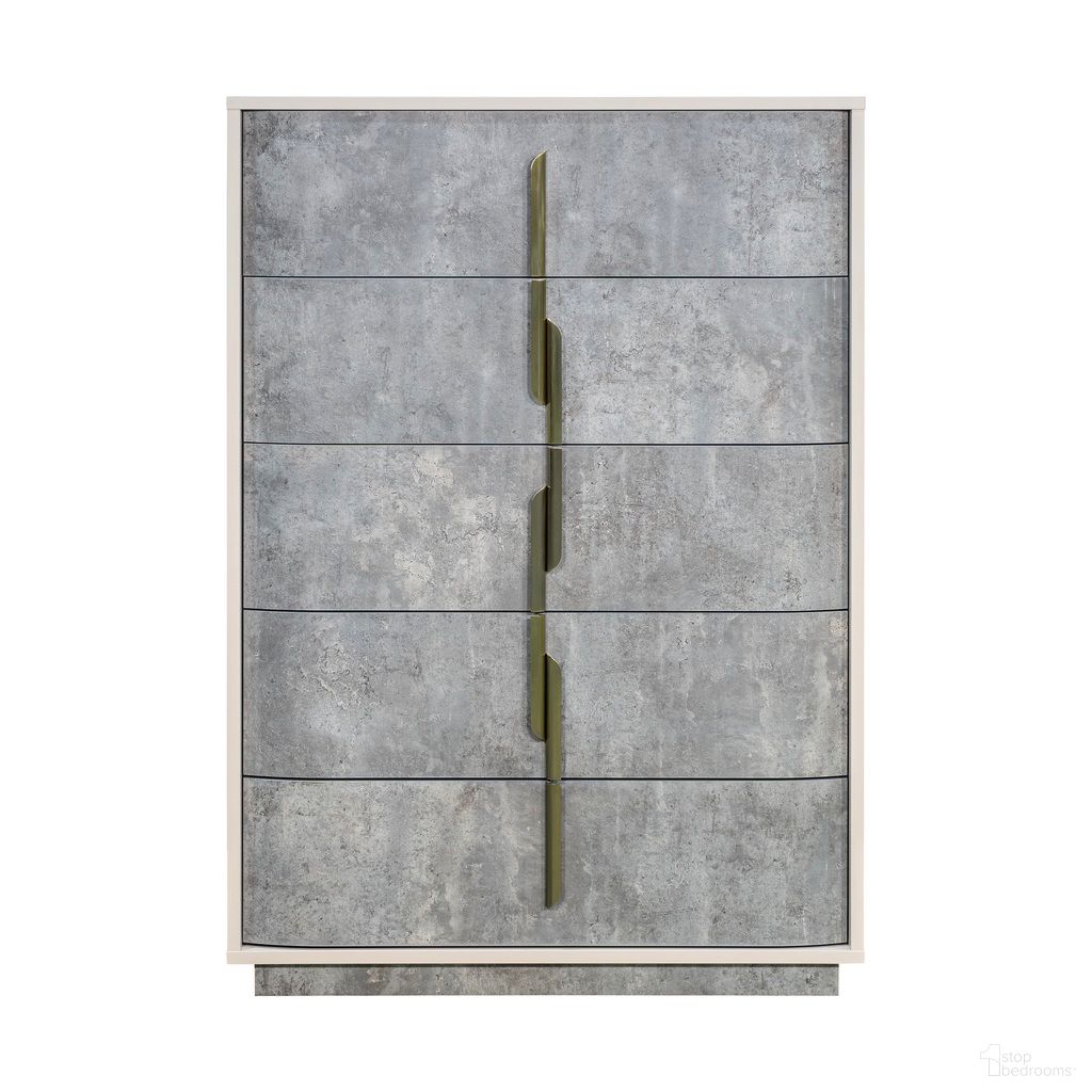 The appearance of Pavira 5-Drawer Chest In Stone designed by Michael Amini in the modern / contemporary interior design. This stone piece of furniture was selected by 1StopBedrooms from Pavira Collection to add a touch of cosiness and style into your home. Sku: 9023070SA-837. Material: Wood.