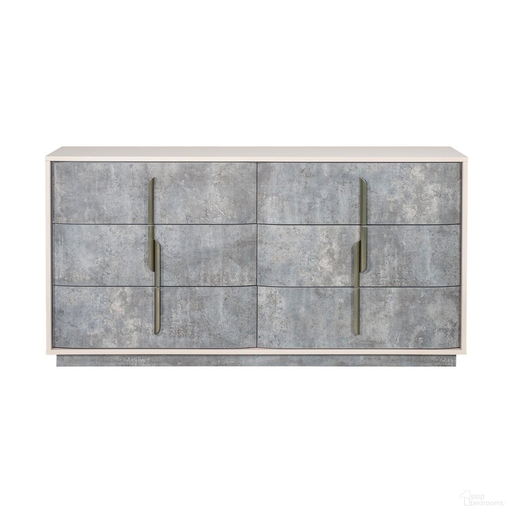 The appearance of Pavira Dresser In Stone designed by Michael Amini in the modern / contemporary interior design. This stone piece of furniture  was selected by 1StopBedrooms from Pavira Collection to add a touch of cosiness and style into your home. Sku: 9023050SA-837. Material: Wood.