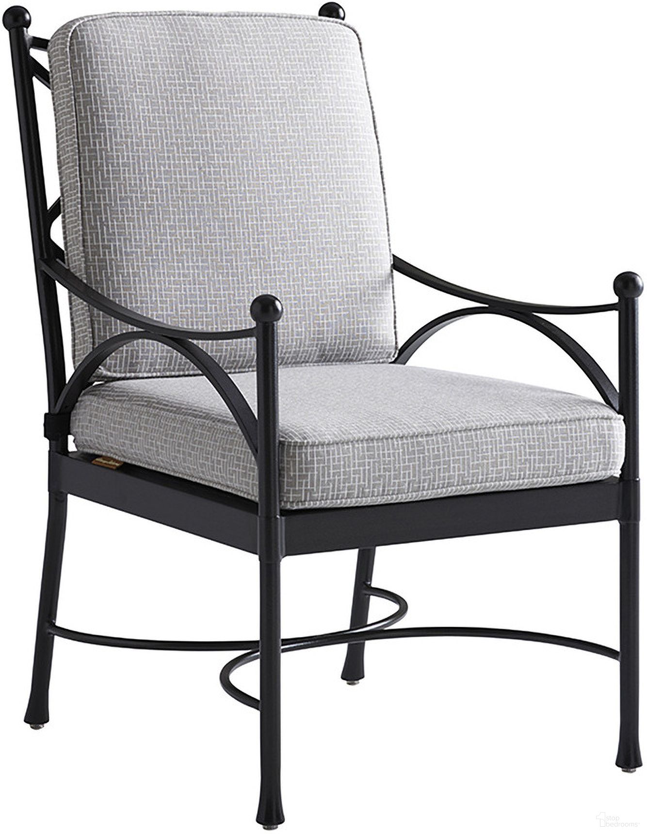 The appearance of Pavlova Dining Chair In Graphite designed by Tommy Bahama in the modern / contemporary interior design. This graphite piece of furniture  was selected by 1StopBedrooms from Pavlova Collection to add a touch of cosiness and style into your home. Sku: 3910-13-40. Material: Aluminum.