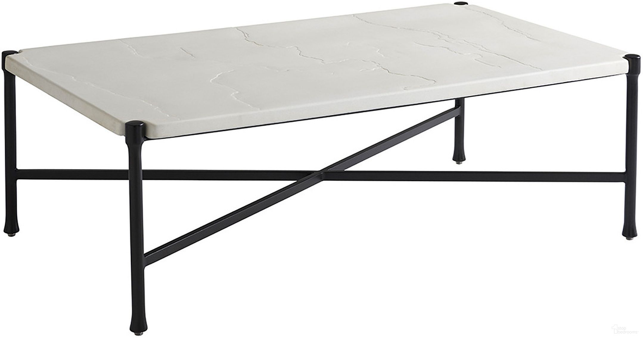 The appearance of Pavlova Rectangular Cocktail Table In Graphite designed by Tommy Bahama in the modern / contemporary interior design. This graphite piece of furniture  was selected by 1StopBedrooms from Pavlova Collection to add a touch of cosiness and style into your home. Sku: 3910-945. Material: Aluminum. Table Top Shape: Rectangular.