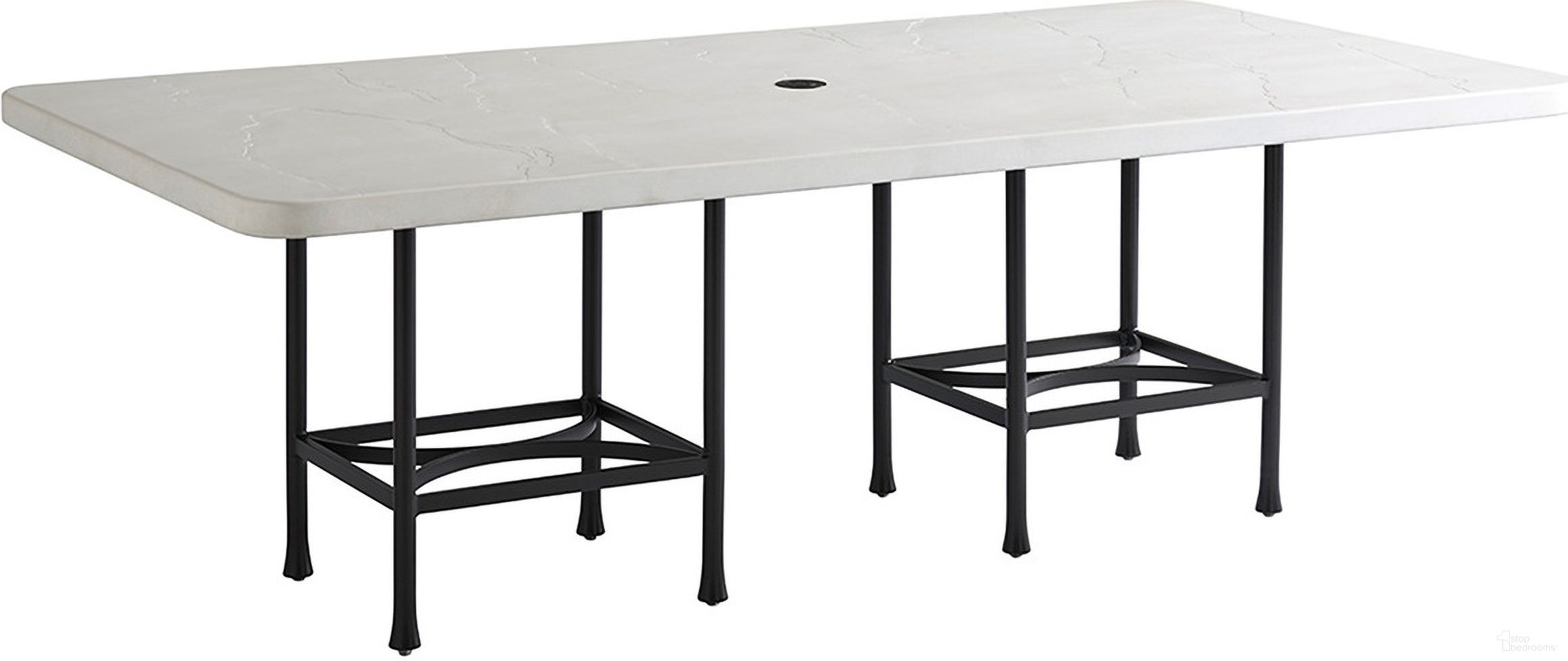 The appearance of Pavlova Rectangular Dining Table In Graphite designed by Tommy Bahama in the modern / contemporary interior design. This graphite piece of furniture  was selected by 1StopBedrooms from Pavlova Collection to add a touch of cosiness and style into your home. Sku: 3910-876C. Material: Aluminum. Table Top Shape: Rectangular.
