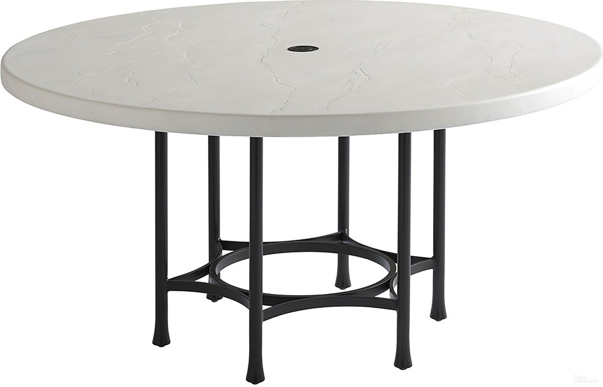 The appearance of Pavlova Round Dining Table In Graphite designed by Tommy Bahama in the modern / contemporary interior design. This graphite piece of furniture  was selected by 1StopBedrooms from Pavlova Collection to add a touch of cosiness and style into your home. Sku: 3910-870C. Table Top Shape: Round. Material: Aluminum.