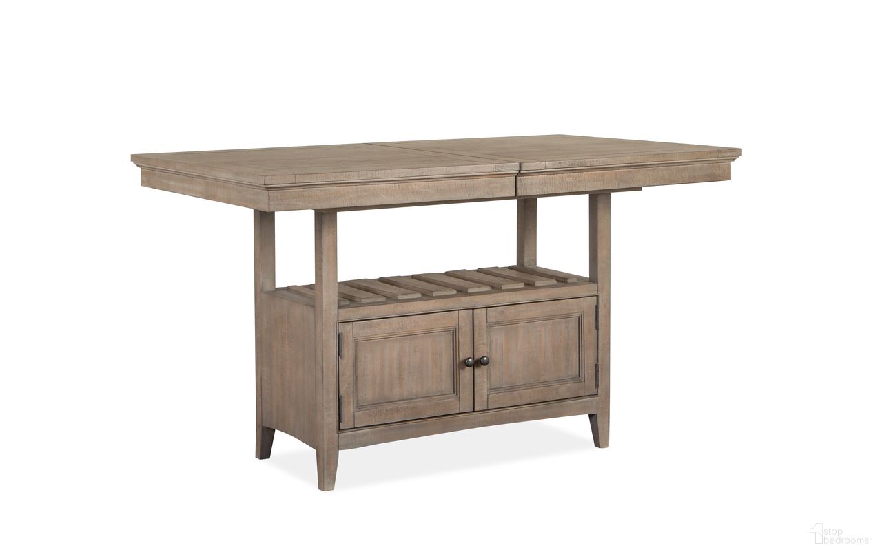 The appearance of Paxton Place Counter Table In Dove Gray designed by Magnussen in the modern / contemporary interior design. This dove gray piece of furniture was selected by 1StopBedrooms from Paxton Place Collection to add a touch of cosiness and style into your home. Sku: D4805-42B;D4805-42T. Table Base Style: Trestle. Table Top Shape: Rectangular. Material: Pine Veneer.