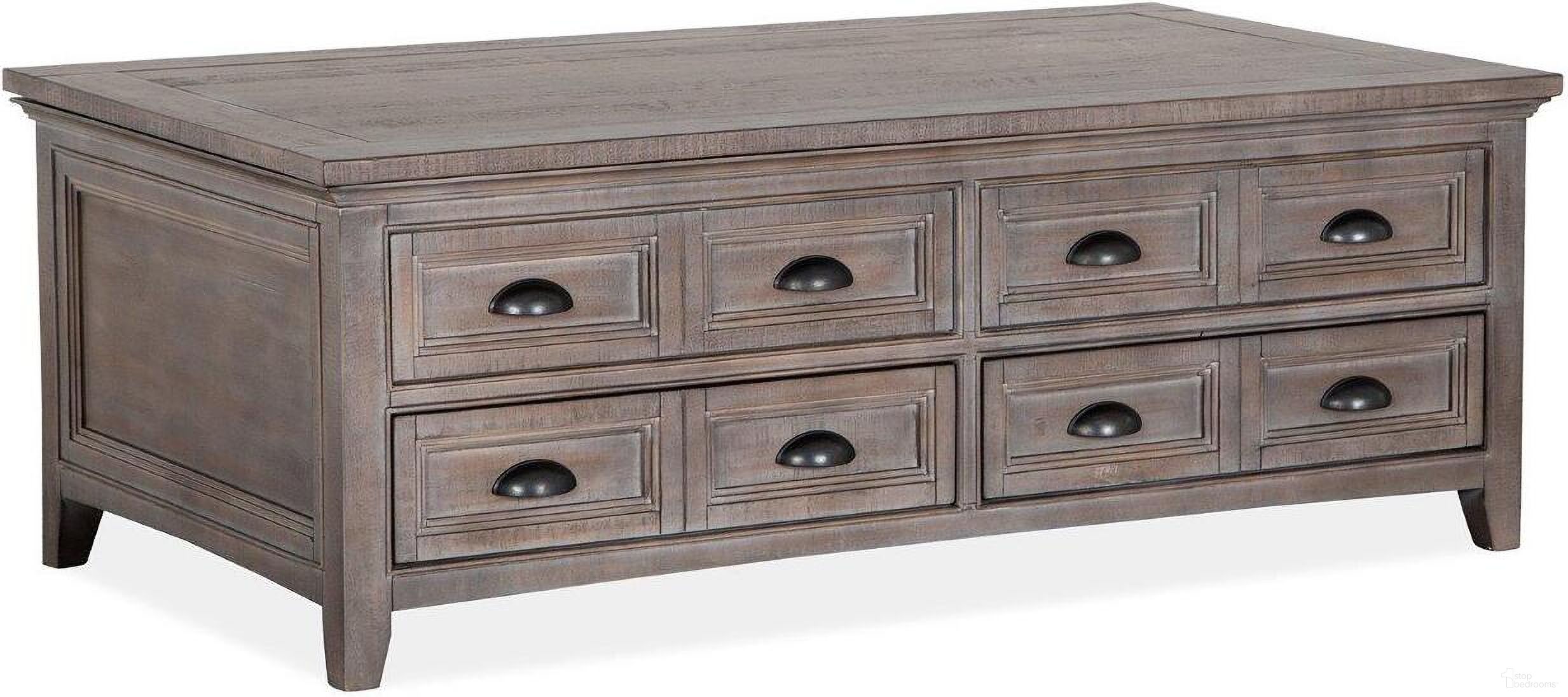 The appearance of Paxton Place Dovetail Grey Lift Top Storage Castered Cocktail Table designed by Magnussen in the transitional interior design. This gray piece of furniture was selected by 1StopBedrooms from Paxton Place Collection to add a touch of cosiness and style into your home. Sku: T4805-50. Material: Pine Veneer.