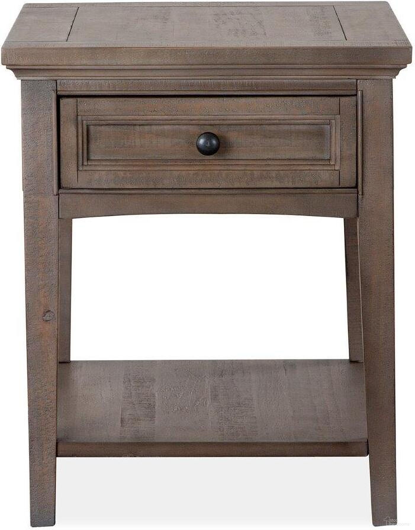 The appearance of Paxton Place Dovetail Grey Rectangle End Table designed by Magnussen in the transitional interior design. This gray piece of furniture was selected by 1StopBedrooms from Paxton Place Collection to add a touch of cosiness and style into your home. Sku: T4805-03. Material: Pine Veneer.