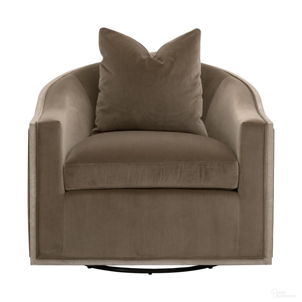 Paxton Swivel Club Chair In Caramel and Natural Gray