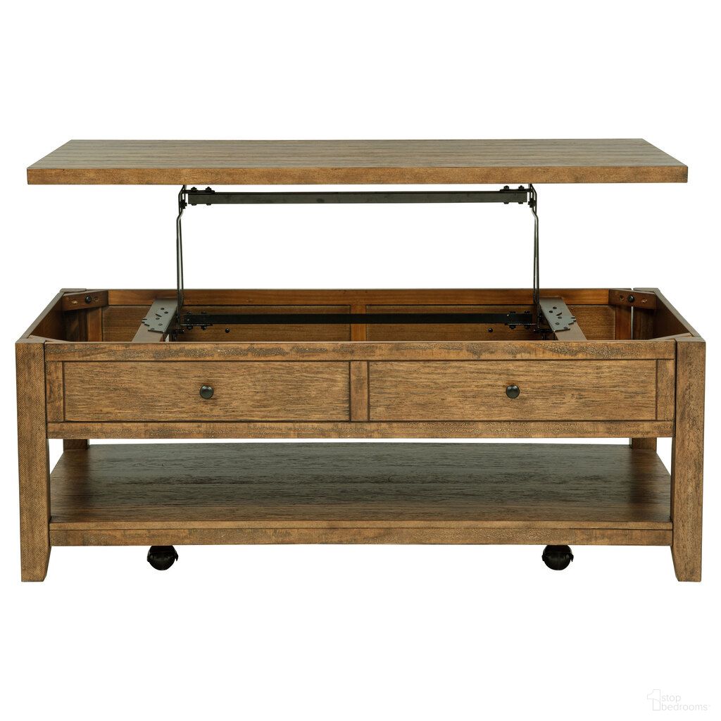 The appearance of Payne 48-Inch Mobile Lift Top Coffee Table In Distressed Brown designed by Coaster in the coastal interior design. This distressed brown piece of furniture was selected by 1StopBedrooms from Payne Collection to add a touch of cosiness and style into your home. Sku: 710545. Material: Pine Veneer.