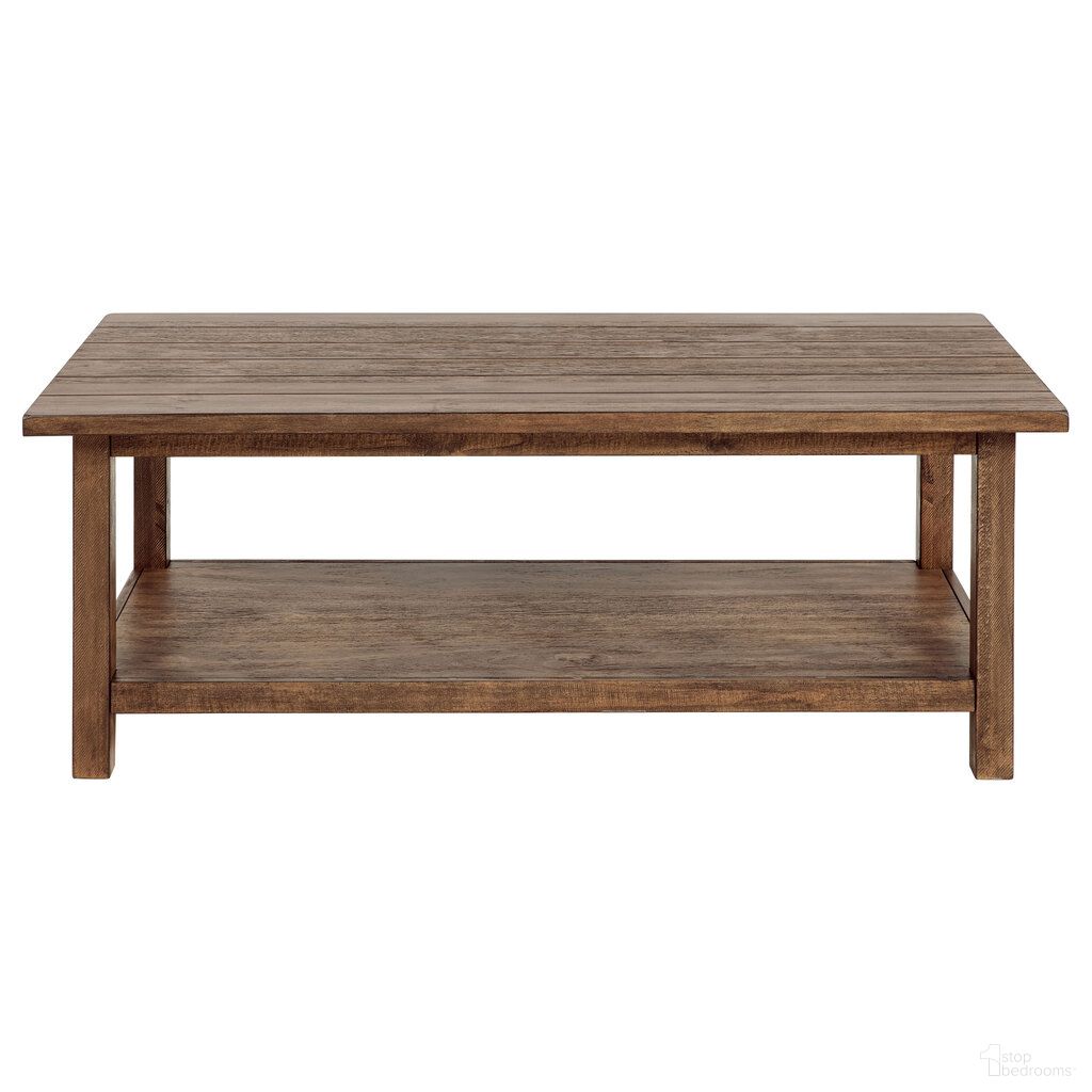 The appearance of Payne Wood Coffee Table with Shelf In Distressed Brown designed by Coaster in the country / farmhouse interior design. This distressed brown piece of furniture was selected by 1StopBedrooms from Payne Collection to add a touch of cosiness and style into your home. Sku: 710548. Material: MDF.