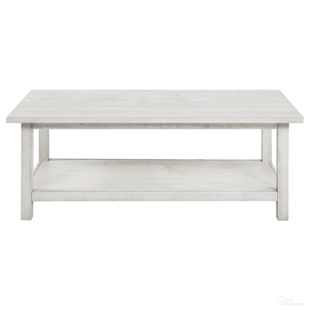 The appearance of Payne Wood Coffee Table with Shelf In Distressed White designed by Coaster in the country / farmhouse interior design. This distressed white piece of furniture was selected by 1StopBedrooms from Payne Collection to add a touch of cosiness and style into your home. Sku: 710558. Material: MDF.