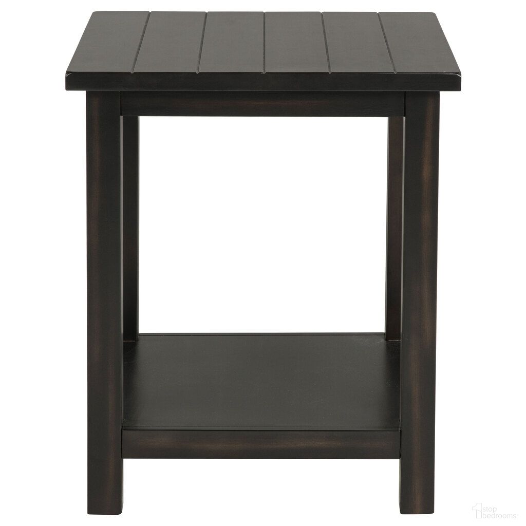 Payne Wood End Table with Shelf In Distressed Java