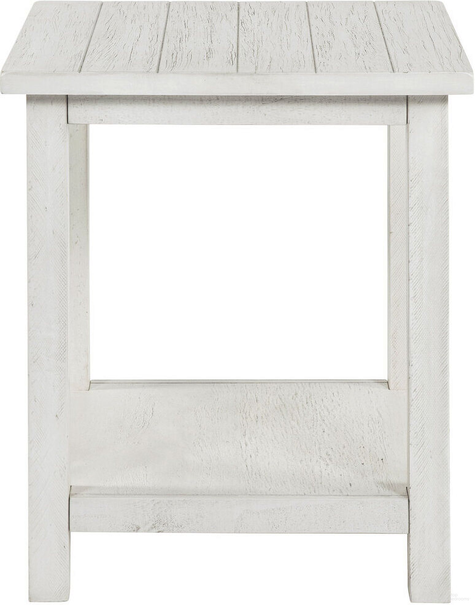 The appearance of Payne Wood End Table with Shelf In Distressed White designed by Coaster in the country / farmhouse interior design. This distressed white piece of furniture was selected by 1StopBedrooms from Payne Collection to add a touch of cosiness and style into your home. Sku: 710556. Material: MDF.
