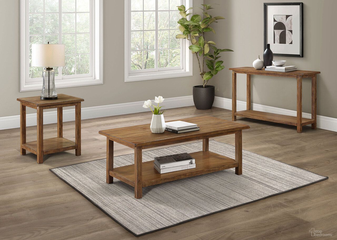 The appearance of Payne Wood Occasional Table Set with Shelf In Distressed Brown designed by Coaster in the country / farmhouse interior design. This distressed brown piece of furniture was selected by 1StopBedrooms from Payne Collection to add a touch of cosiness and style into your home. Sku: 710548;710546. Material: MDF.