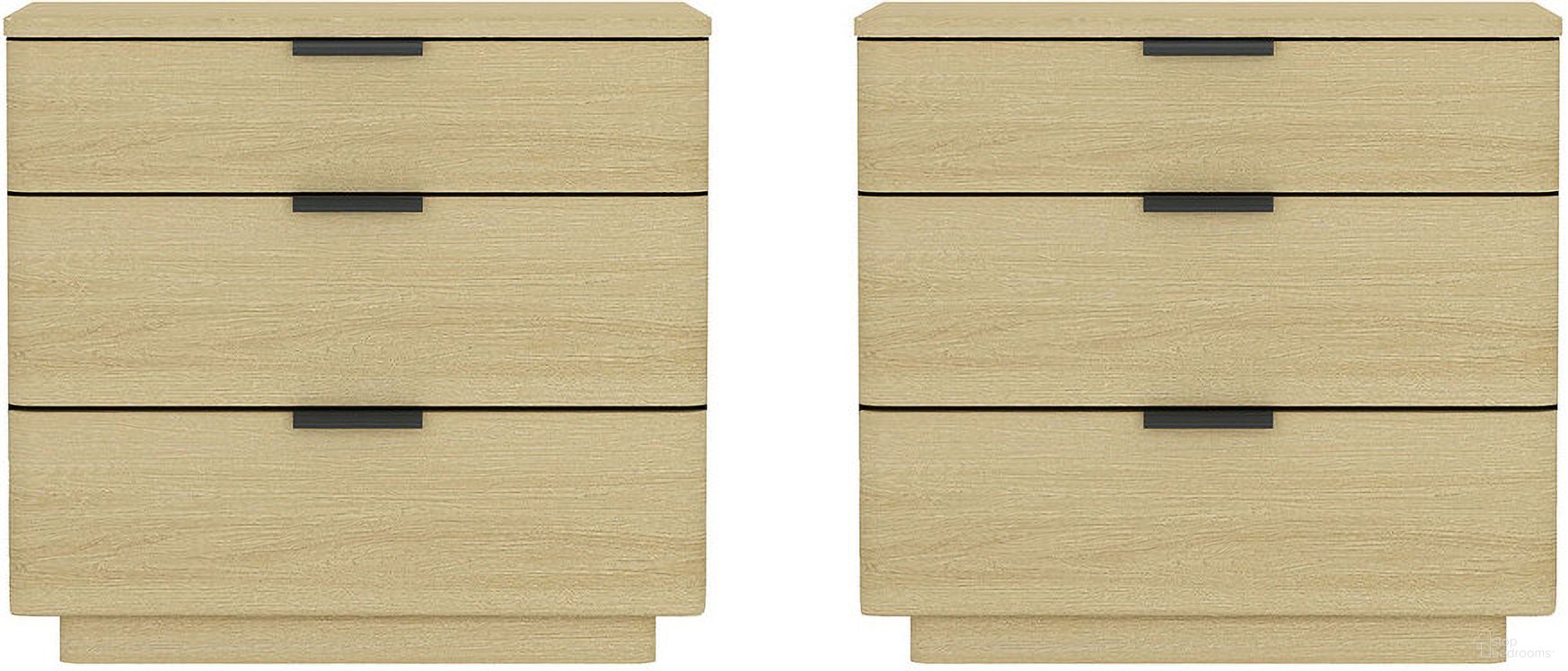 The appearance of Payton Nightstand Set of 2 In Natural Oak and Black designed by Manhattan Comfort in the modern / contemporary interior design. This natural oak/black piece of furniture was selected by 1StopBedrooms from Payton Collection to add a touch of cosiness and style into your home. Sku: NS009-NO;NS009-NO. Material: MDF.