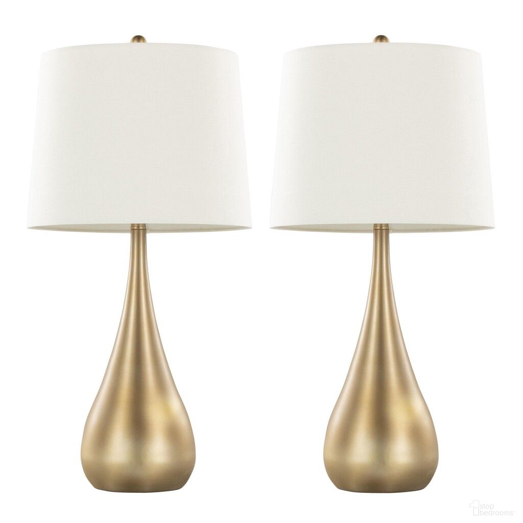 The appearance of Pebble 29 Inch Metal Table Lamp Set of 2 In Gold and White designed by Lumisource in the modern / contemporary interior design. This gold and white piece of furniture  was selected by 1StopBedrooms from Pebble Collection to add a touch of cosiness and style into your home. Sku: GTS30-PEBBLE AUW2. Material: Linen.