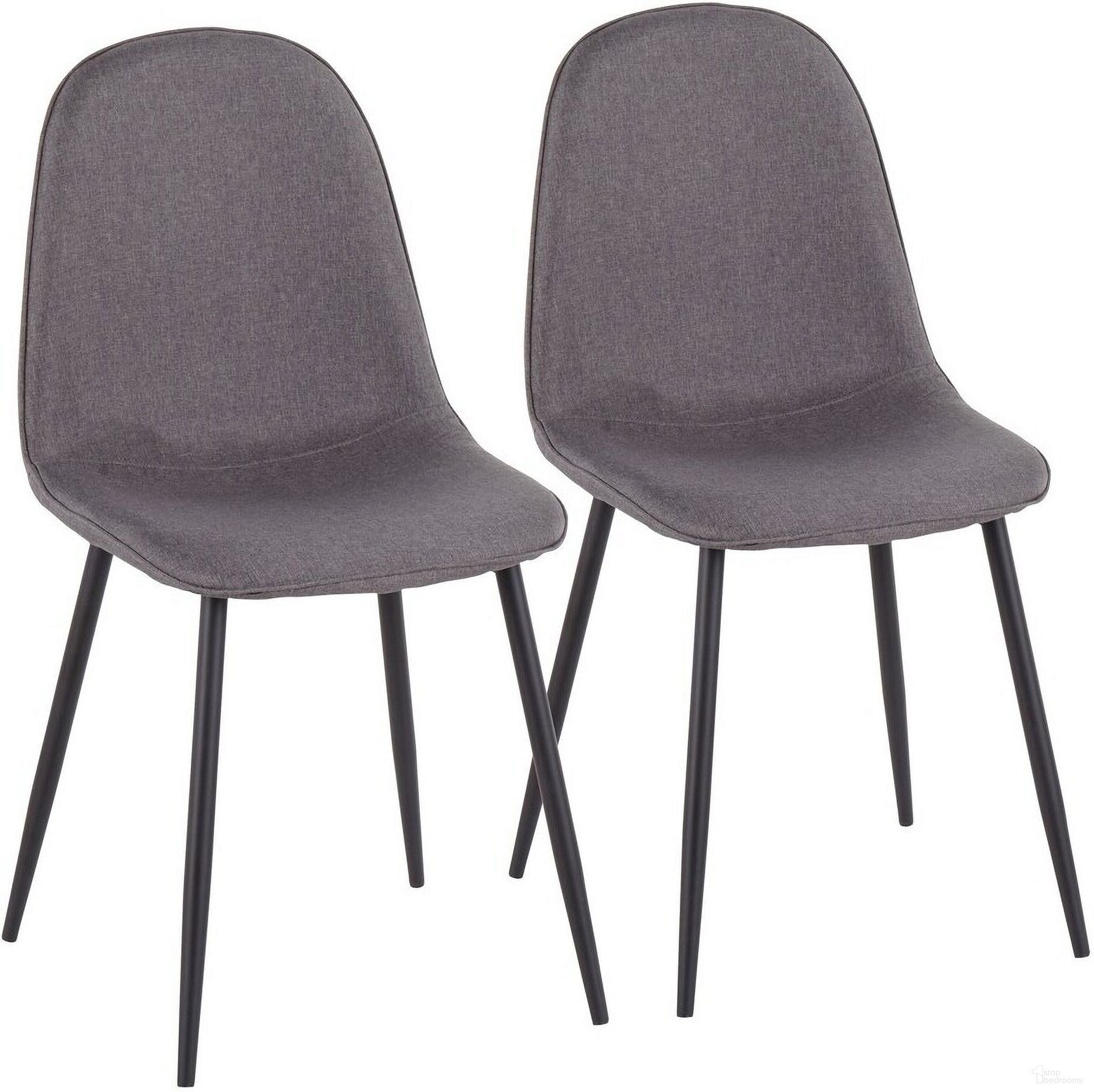 The appearance of Pebble Chair Set of 2 In Charcoal designed by Lumisource in the modern / contemporary interior design. This charcoal piece of furniture  was selected by 1StopBedrooms from Pebble Collection to add a touch of cosiness and style into your home. Sku: CH-PEBBLE BKCHAR2. Material: Polyester. Chair Type: Side Chair.