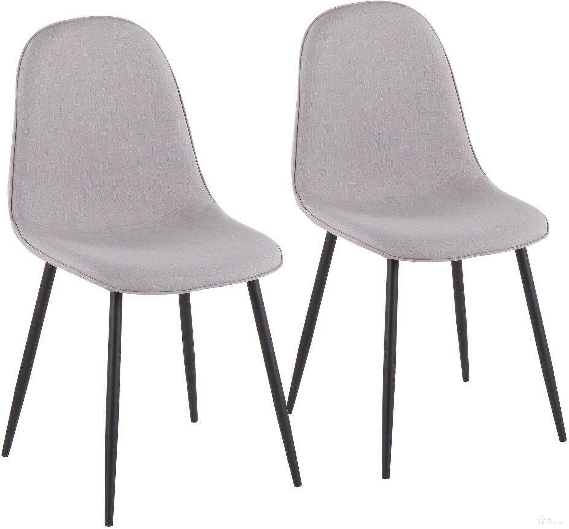 The appearance of Pebble Contemporary Chair In Black Steel And Light Grey Fabric - Set Of 2 designed by Lumisource in the modern / contemporary interior design. This grey piece of furniture  was selected by 1StopBedrooms from Pebble Collection to add a touch of cosiness and style into your home. Sku: CH-PEBBLE BKLGY2. Material: Polyester. Chair Type: Side Chair.