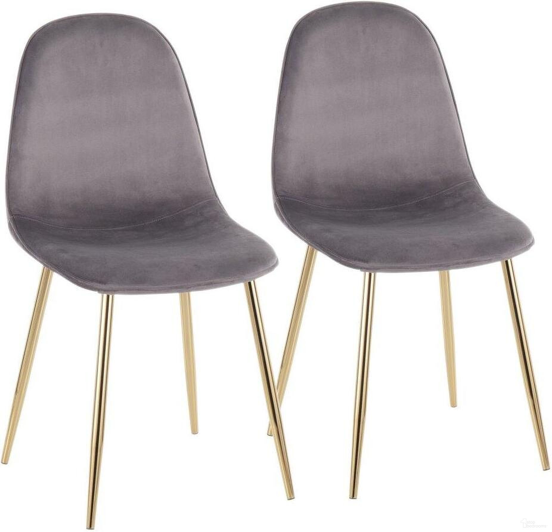 The appearance of Pebble Contemporary Chair In Gold Steel And Grey Velvet - Set Of 2 designed by Lumisource in the modern / contemporary interior design. This grey piece of furniture was selected by 1StopBedrooms from Pebble Collection to add a touch of cosiness and style into your home. Sku: CH-PEBBLE AUVGY2. Material: Velvet. Chair Type: Side Chair.