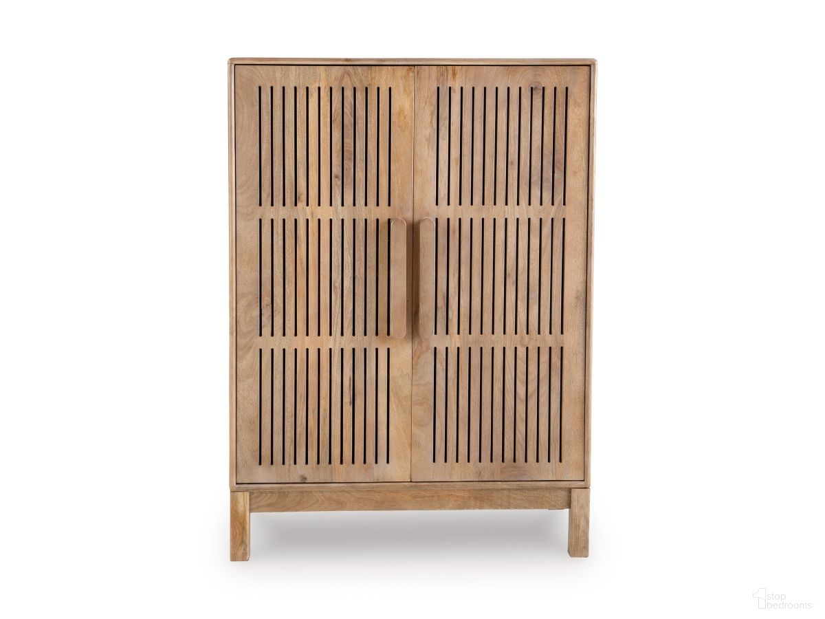 The appearance of Pellamour Bar Cabinet In Natural Brown designed by Signature Design by Ashley in the transitional interior design. This natural brown piece of furniture was selected by 1StopBedrooms from Pellamour Collection to add a touch of cosiness and style into your home. Sku: A4000698.