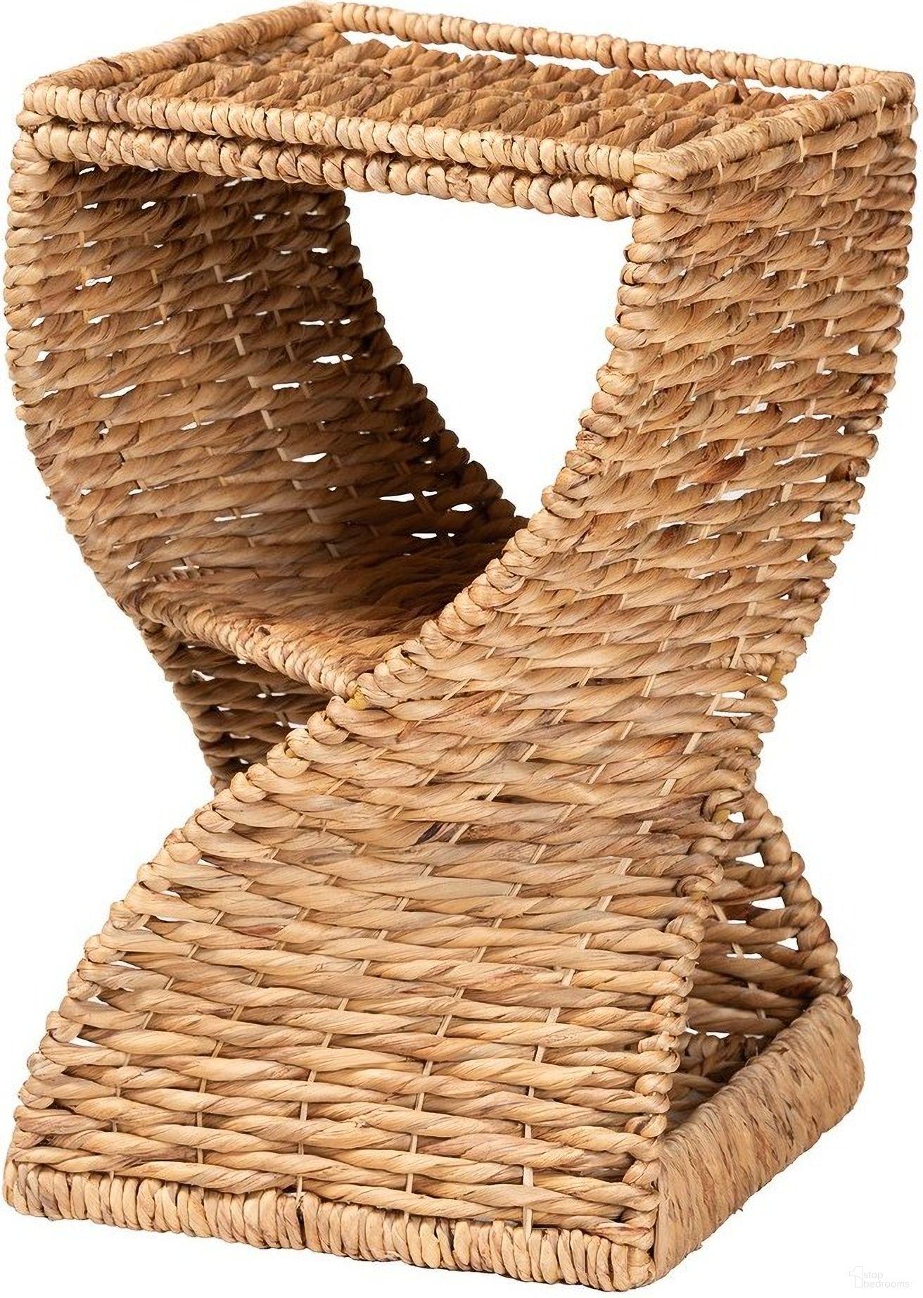 Pelleas Seagrass and Wood End Table In Natural Brown