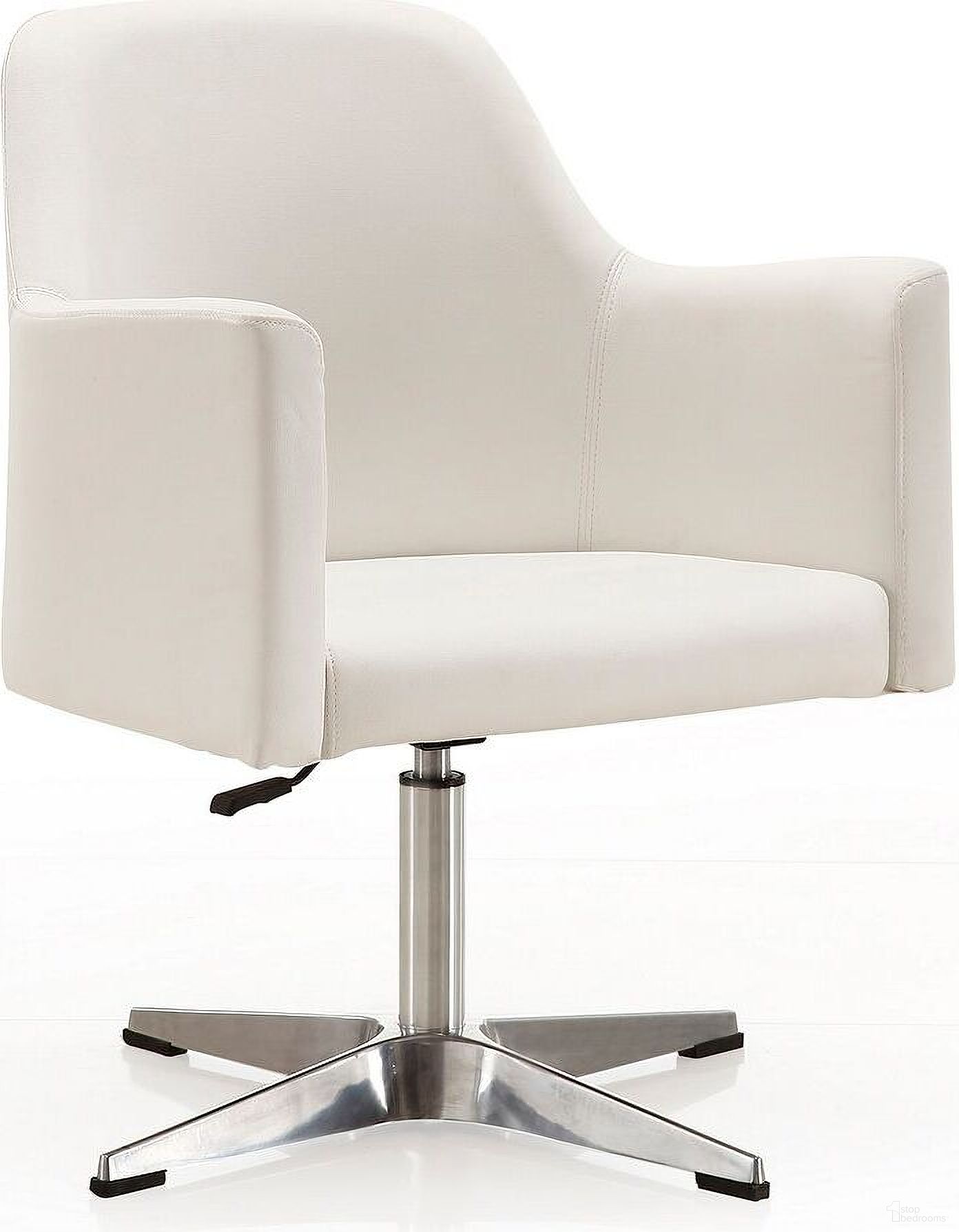 The appearance of Pelo Adjustable Height Swivel Accent Chair in White and Polished Chrome designed by Manhattan Comfort in the modern / contemporary interior design. This white piece of furniture was selected by 1StopBedrooms from Pelo Collection to add a touch of cosiness and style into your home. Sku: AC030-WH. Material: Metal.