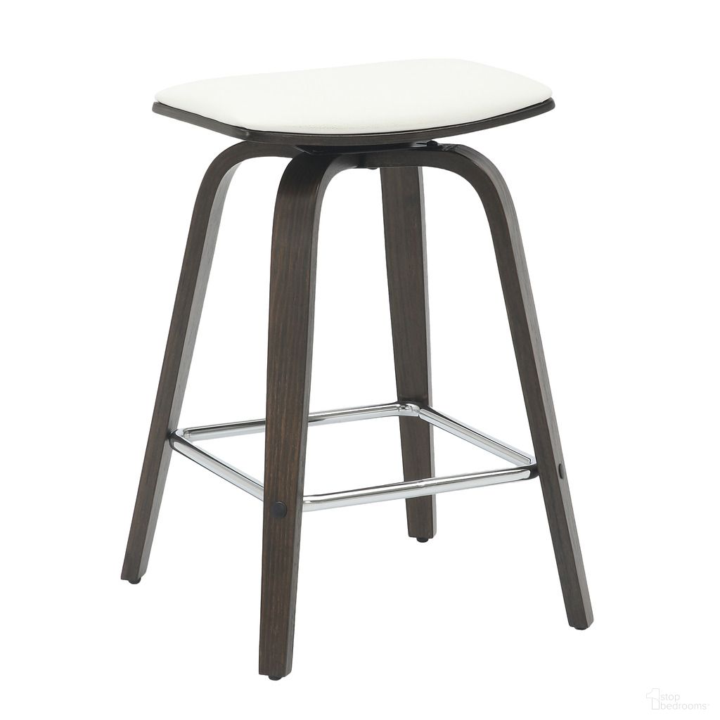 The appearance of Pelya Modern Style Wooden Counter Stool with Square Seat In Dark Walnut Color and White designed by LeisureMod in the modern / contemporary interior design. This walnut and white piece of furniture was selected by 1StopBedrooms from Pelya Collection to add a touch of cosiness and style into your home. Sku: PSCDW-26W. Material: Leather.