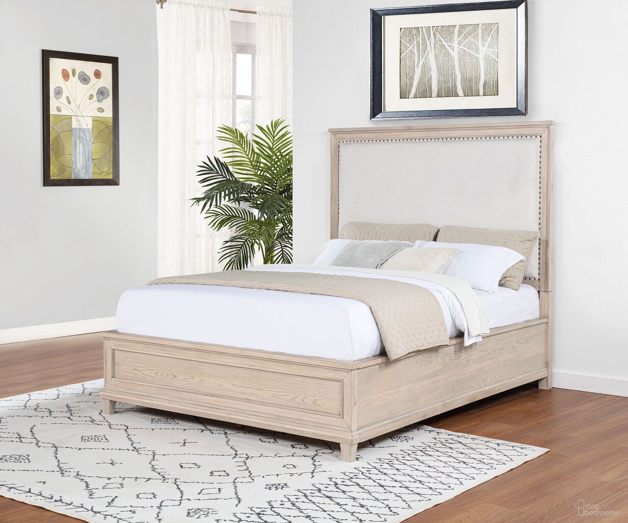 The appearance of Pembroke 66-Inch Queen Panel Bed In Washed Oak designed by Coaster in the coastal interior design. This washed oak piece of furniture was selected by 1StopBedrooms from Pembroke Collection to add a touch of cosiness and style into your home. Sku: 215921QB1;215921QB2;215921QB3. Bed Type: Panel Bed. Bed Size: Queen. Material: Foam.
