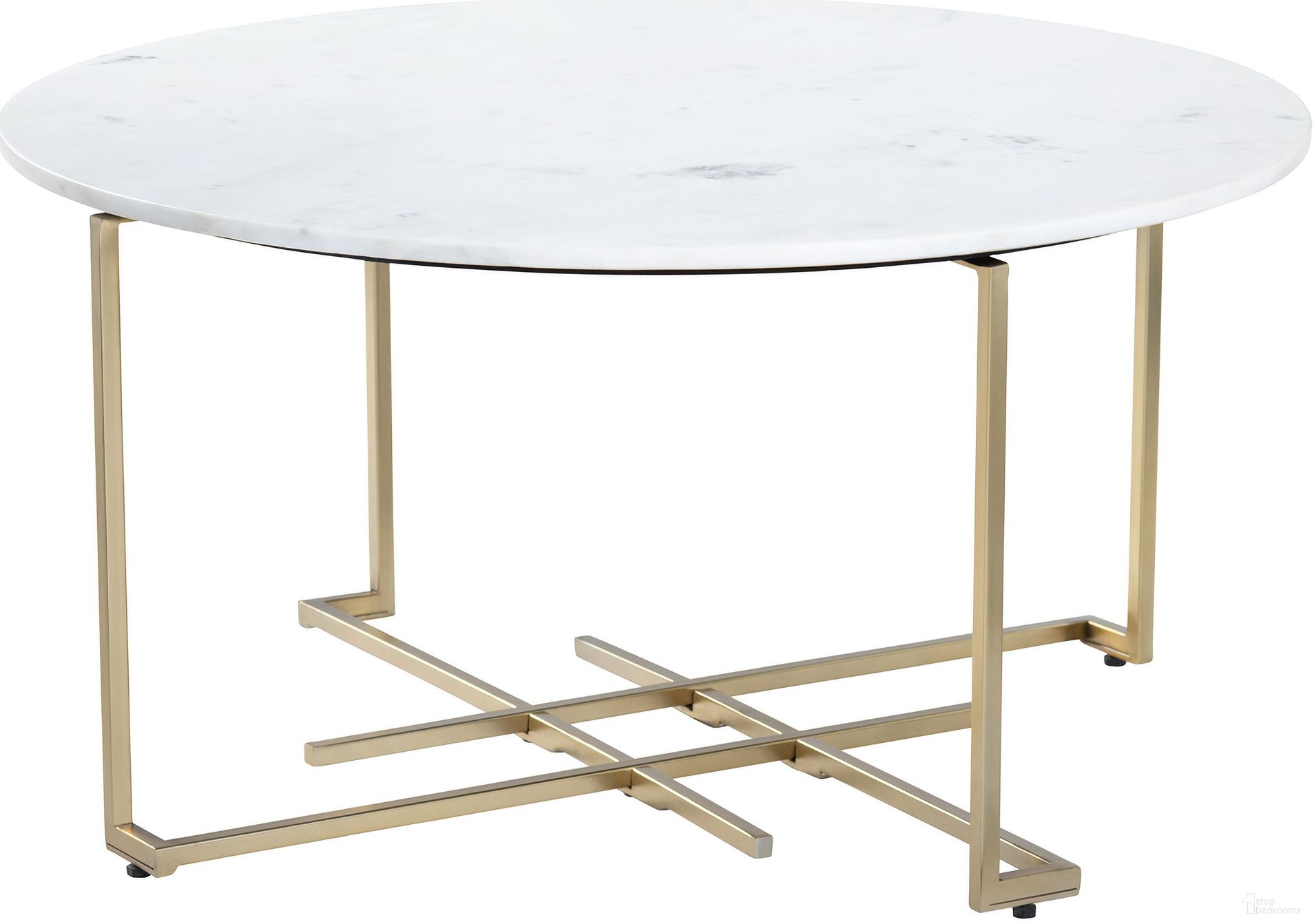 The appearance of Pembroke Cocktail Table In Gold and White designed by Crestview Collection in the transitional interior design. This gold/white piece of furniture  was selected by 1StopBedrooms from  to add a touch of cosiness and style into your home. Sku: CVFNR5084. Material: Marble.