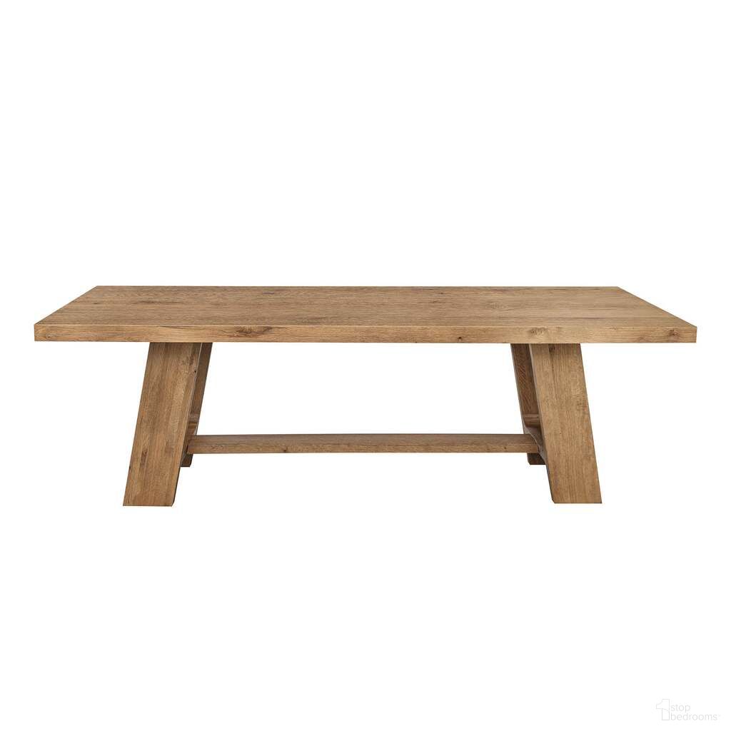 The appearance of Pender Dining Table In Cashew designed by LH Imports in the rustic / southwestern interior design. This cashew piece of furniture  was selected by 1StopBedrooms from Pender Collection to add a touch of cosiness and style into your home. Sku: PEN010. Table Base Style: Trestle. Table Top Shape: Rectangular. Size: 40" x 94". Material: Oak.