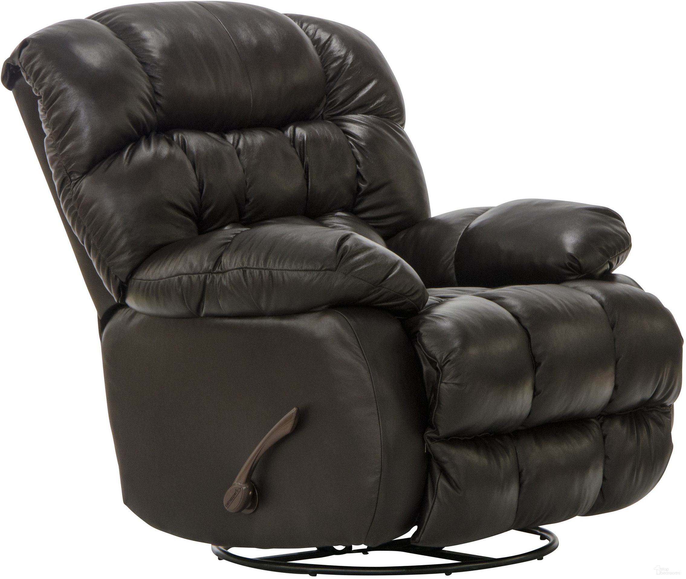 The appearance of Pendleton Chocolate Leather Chaise Swivel Glider Recliner designed by Catnapper in the modern / contemporary interior design. This brown piece of furniture was selected by 1StopBedrooms from Pendleton Collection to add a touch of cosiness and style into your home. Sku: 42135128429308429. Material: Leather.