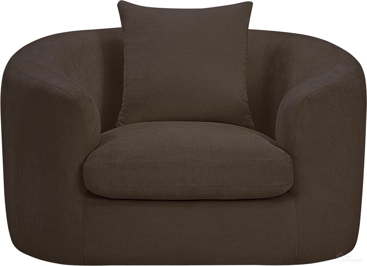 The appearance of Penelope Chenille Fabric Chair In Brown designed by Meridian in the modern / contemporary interior design. This brown piece of furniture was selected by 1StopBedrooms from Penelope Collection to add a touch of cosiness and style into your home. Sku: 44073Brown-C. Material: Chenille.