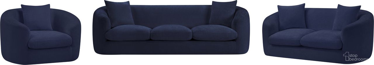 The appearance of Penelope Chenille Fabric Living Room Set In Navy designed by Meridian in the modern / contemporary interior design. This navy piece of furniture was selected by 1StopBedrooms from Penelope Collection to add a touch of cosiness and style into your home. Sku: 44073Navy-S;44073Navy-L. Material: Chenille.