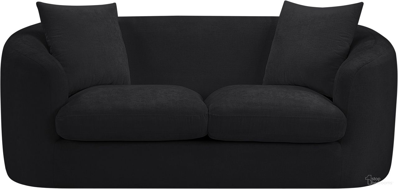 The appearance of Penelope Chenille Fabric Loveseat In Black designed by Meridian in the modern / contemporary interior design. This black piece of furniture  was selected by 1StopBedrooms from Penelope Collection to add a touch of cosiness and style into your home. Sku: 44073Black-L. Material: Chenille.