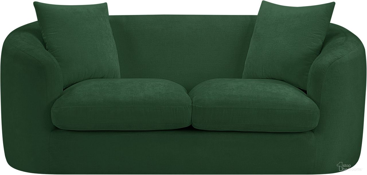 The appearance of Penelope Chenille Fabric Loveseat In Green designed by Meridian in the modern / contemporary interior design. This green piece of furniture  was selected by 1StopBedrooms from Penelope Collection to add a touch of cosiness and style into your home. Sku: 44073Green-L. Material: Chenille.