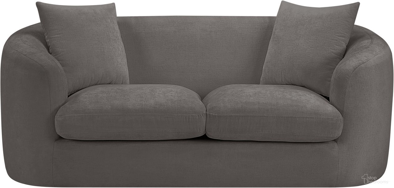 Penelope Chenille Fabric Loveseat In Grey Chenille