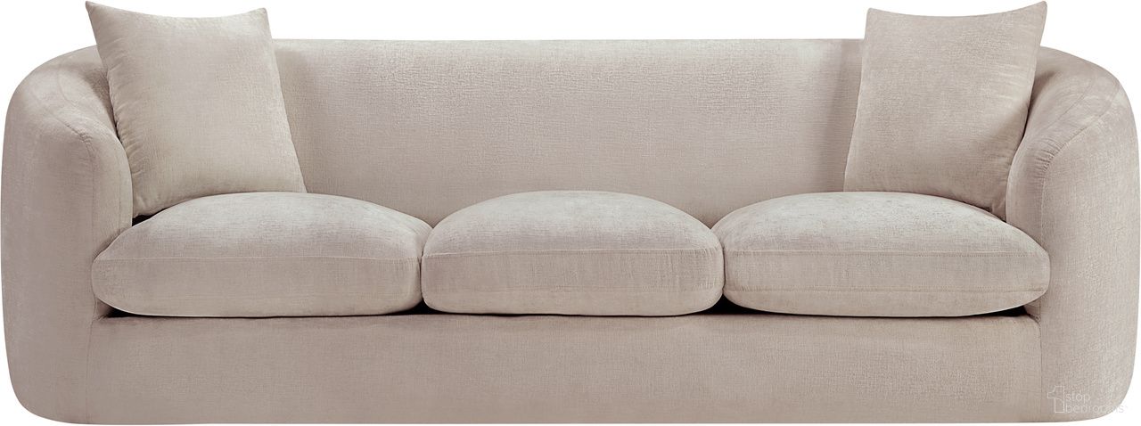 The appearance of Penelope Chenille Fabric Sofa In Beige Chenille designed by Meridian in the modern / contemporary interior design. This beige chenille piece of furniture  was selected by 1StopBedrooms from Penelope Collection to add a touch of cosiness and style into your home. Sku: 44073Beige-S. Material: Chenille.