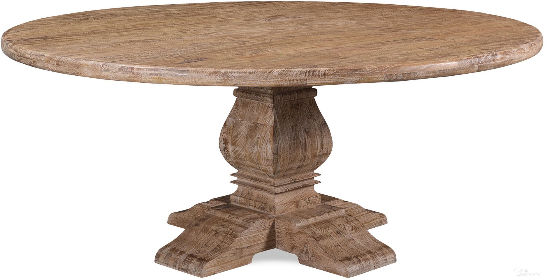 The appearance of Pengrove 72 Inch Round Dining Table In Antique Oak designed by Home Trends and Design in the coastal interior design. This antique oak piece of furniture  was selected by 1StopBedrooms from Pengrove Collection to add a touch of cosiness and style into your home. Sku: ZWPG7229. Table Base Style: Pedestal. Table Top Shape: Round. Size: 72". Material: Mango Wood.