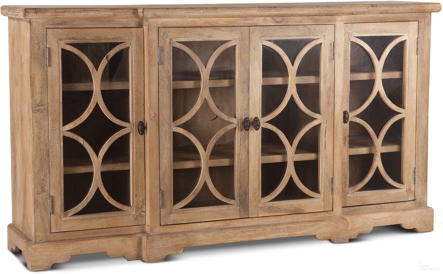 The appearance of Pengrove 75 Inch Glass Cabinet In Antique Oak designed by Home Trends and Design in the coastal interior design. This antique oak piece of furniture  was selected by 1StopBedrooms from Pengrove Collection to add a touch of cosiness and style into your home. Sku: ZWPG7515. Material: Mango Wood.