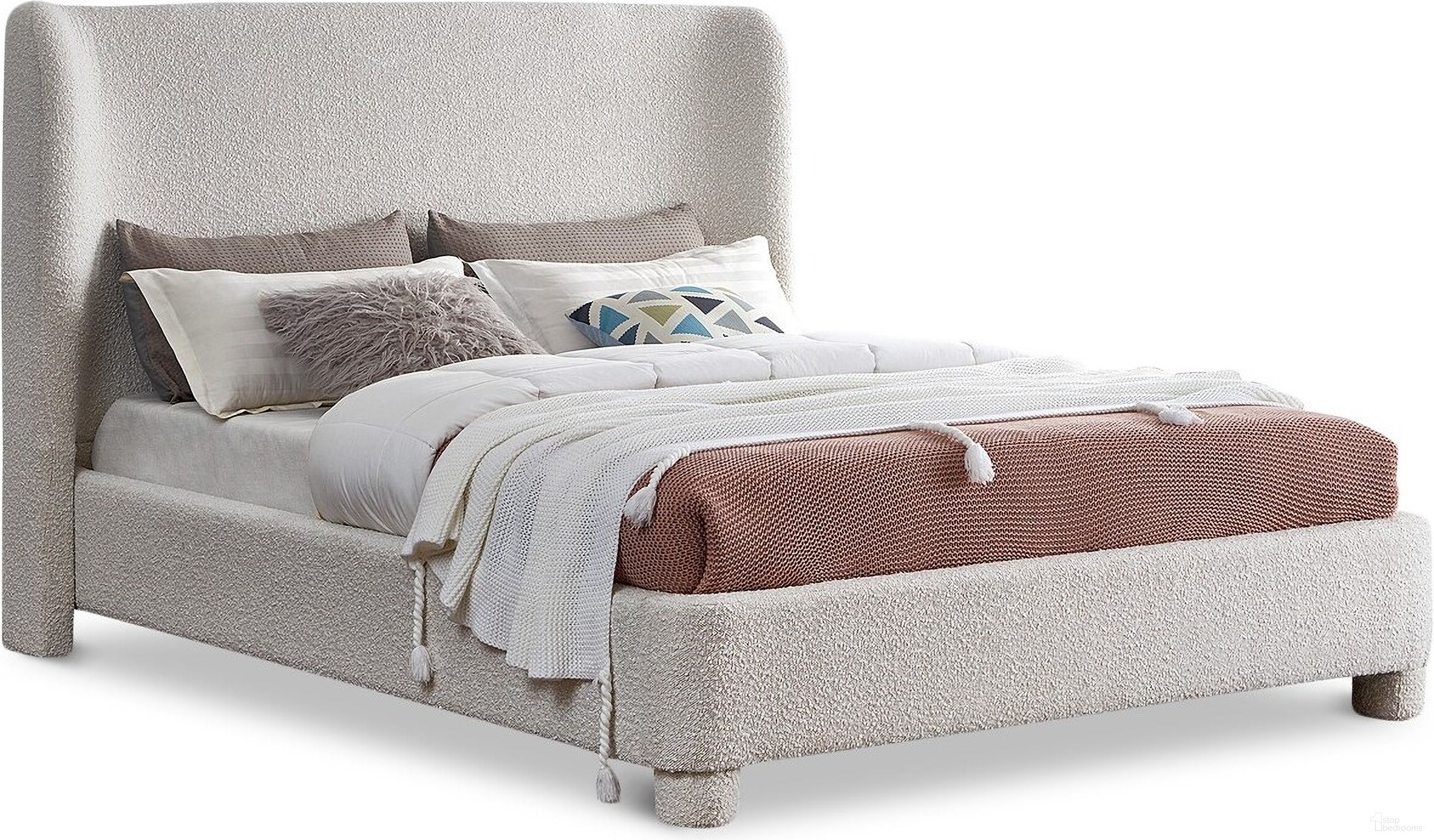 Penny Boucle Fabric King Bed In Cream