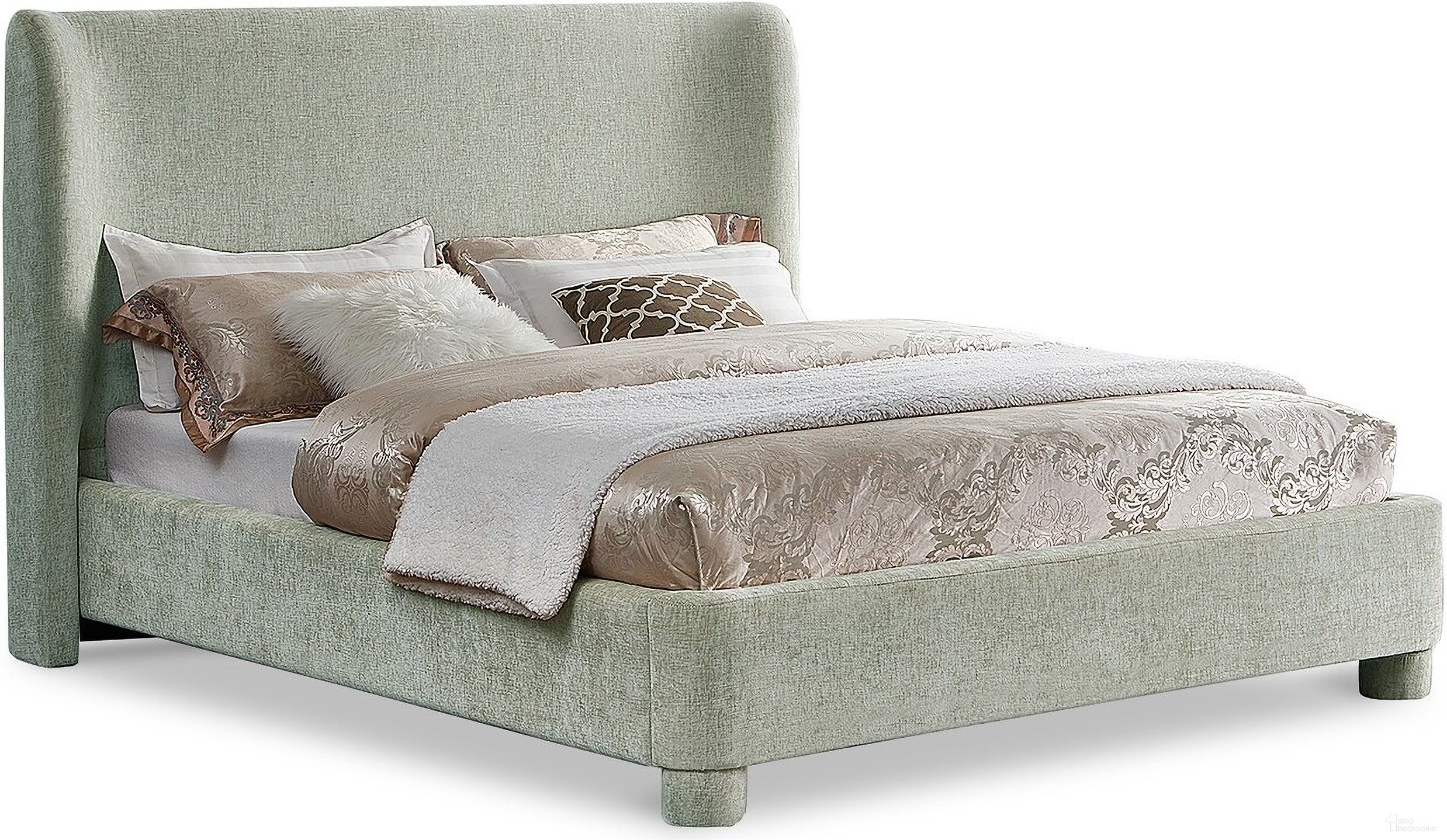 Penny Chenille Fabric King Bed In Green