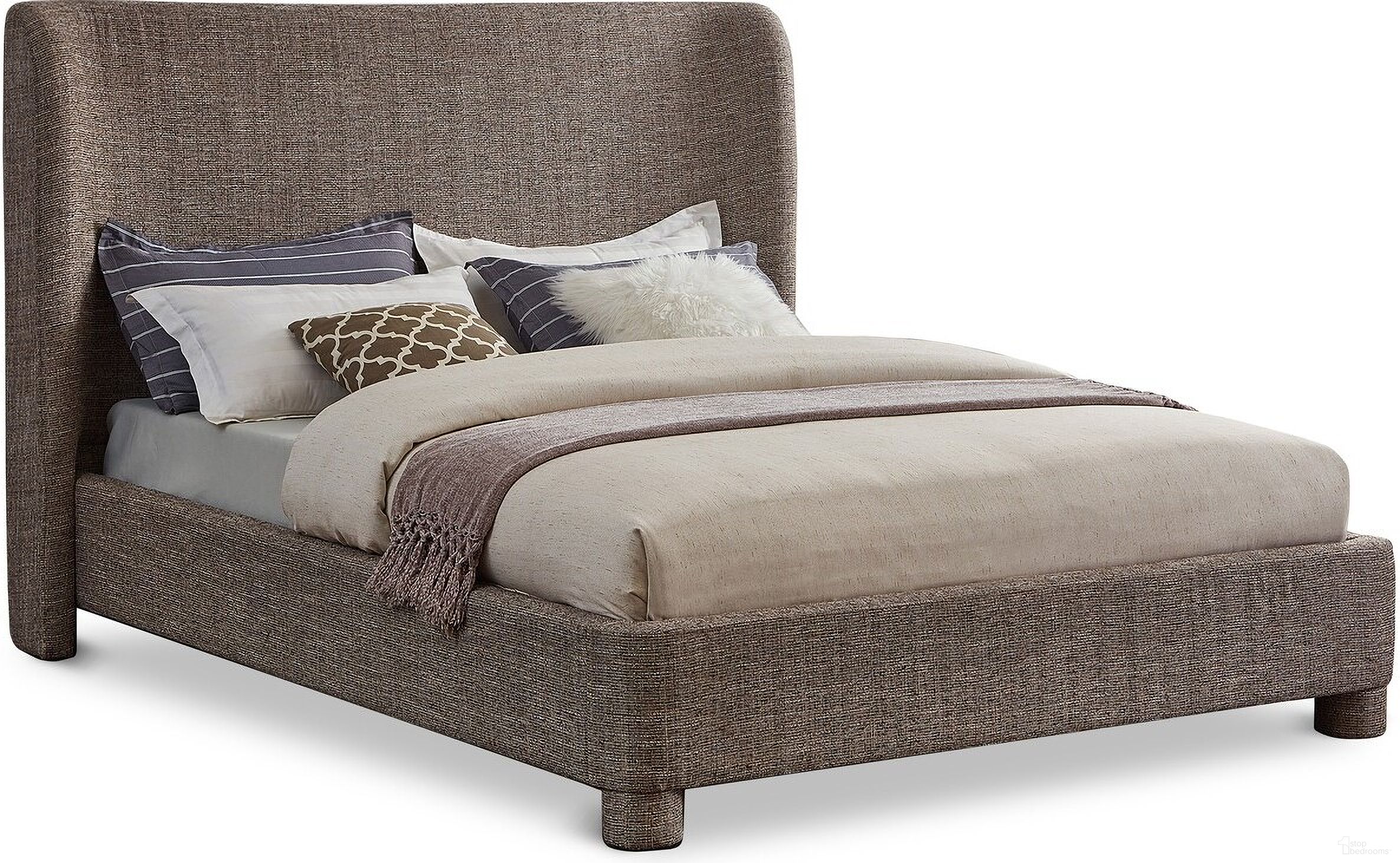 Penny Polyester Fabric Queen Bed In Brown