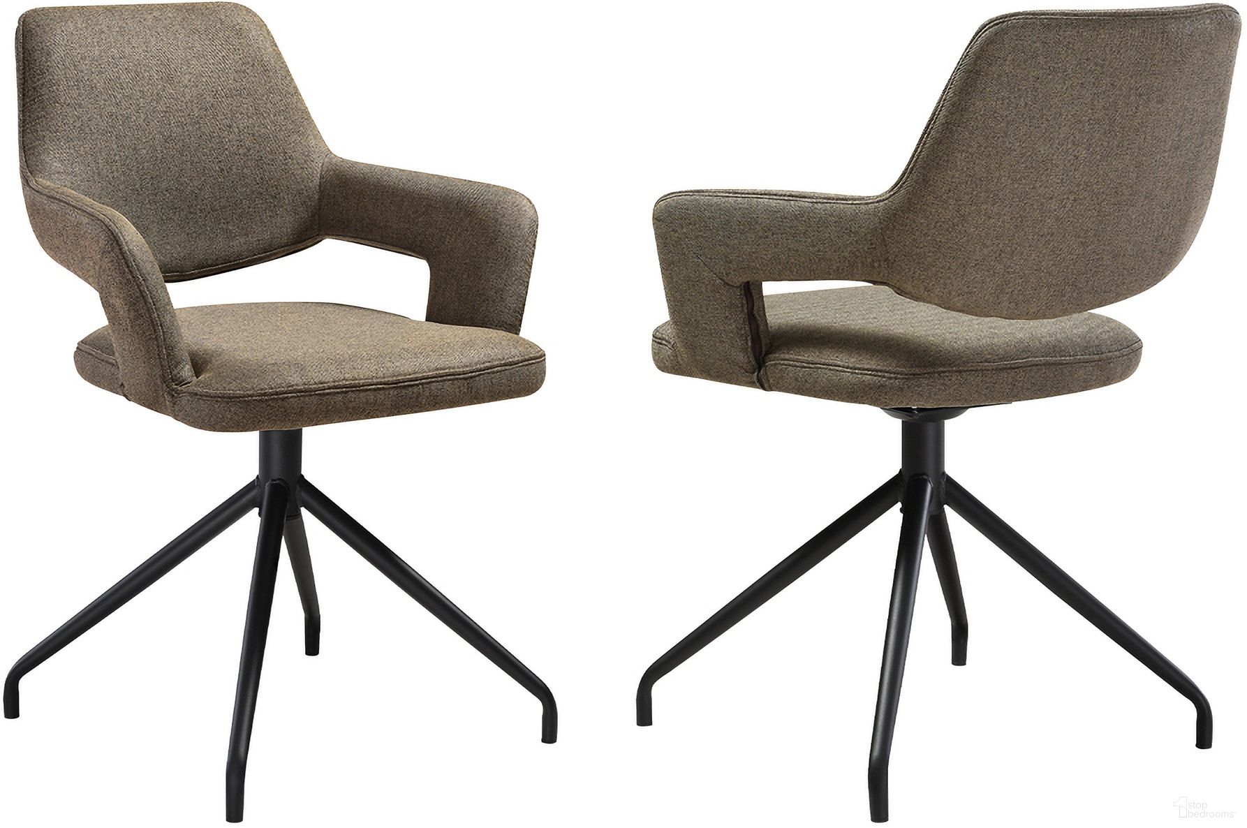 The appearance of Penny Swivel Upholstered Dining Chair Set of 2 In Brown designed by Armen Living in the modern / contemporary interior design. This brown piece of furniture was selected by 1StopBedrooms from Penny Collection to add a touch of cosiness and style into your home. Sku: LCPESICOBLK. Material: Steel. Chair Type: Arm Chair.