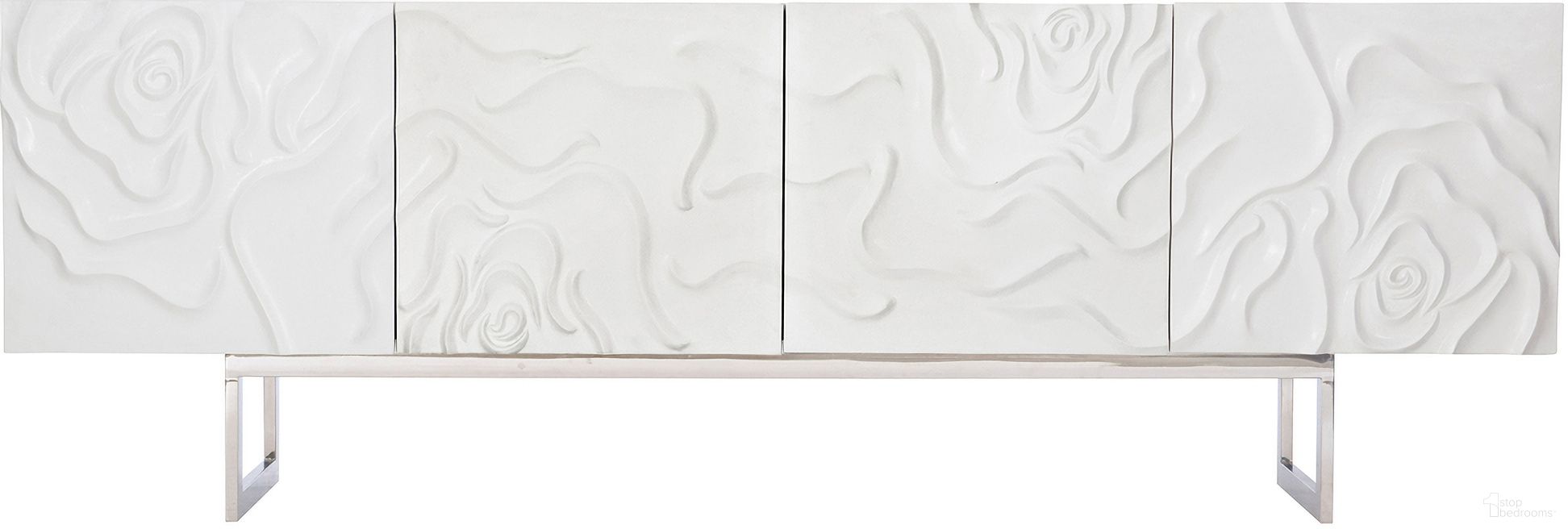 The appearance of Penrose Credenza designed by Bernhardt in the modern / contemporary interior design. This white plaster/polished stainless steel piece of furniture was selected by 1StopBedrooms from Penrose Collection to add a touch of cosiness and style into your home. Sku: 301870. Material: Stainless Steel.
