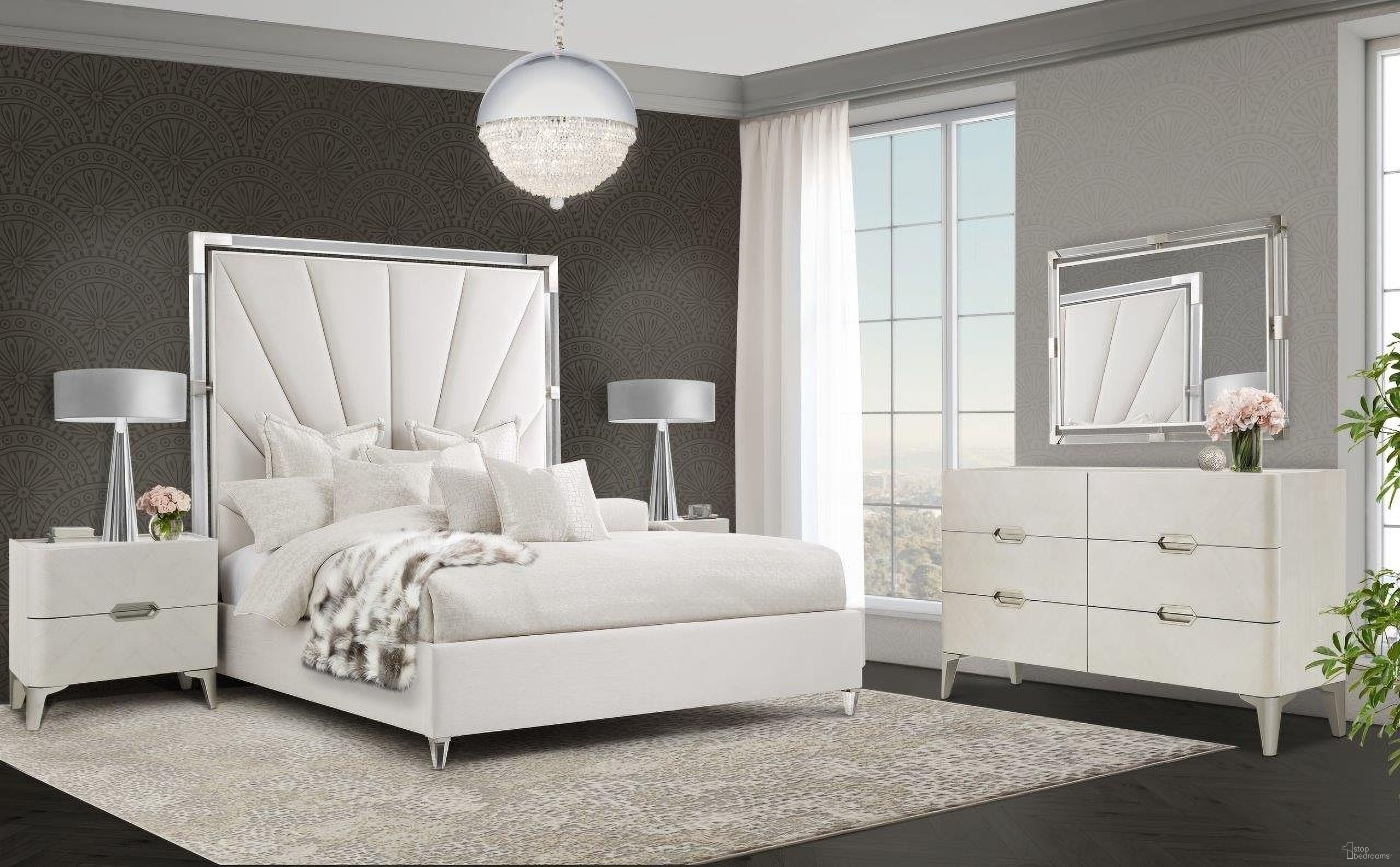 The appearance of Penthouse Bedroom Set In Ash Gray designed by Michael Amini in the modern / contemporary interior design. This ash gray piece of furniture was selected by 1StopBedrooms from Penthouse Collection to add a touch of cosiness and style into your home. Sku: NF9033112-130;NF9033131-130;9000238-00;NF9033040-130. Bed Type: Panel Bed. Bed Size: Queen. Material: Beech.
