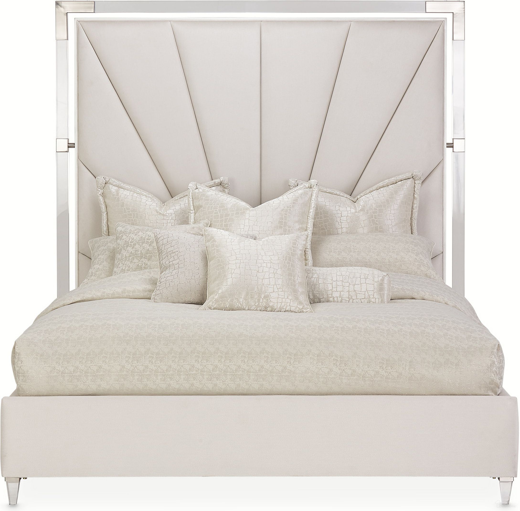 The appearance of Penthouse Eastern King Tall Panel Bed In Ash Gray designed by Michael Amini in the modern / contemporary interior design. This ash gray piece of furniture was selected by 1StopBedrooms from Penthouse Collection to add a touch of cosiness and style into your home. Sku: NF9033117-130;NF9033138-130;9000238-00. Bed Type: Panel Bed. Bed Size: King. Material: Beech.