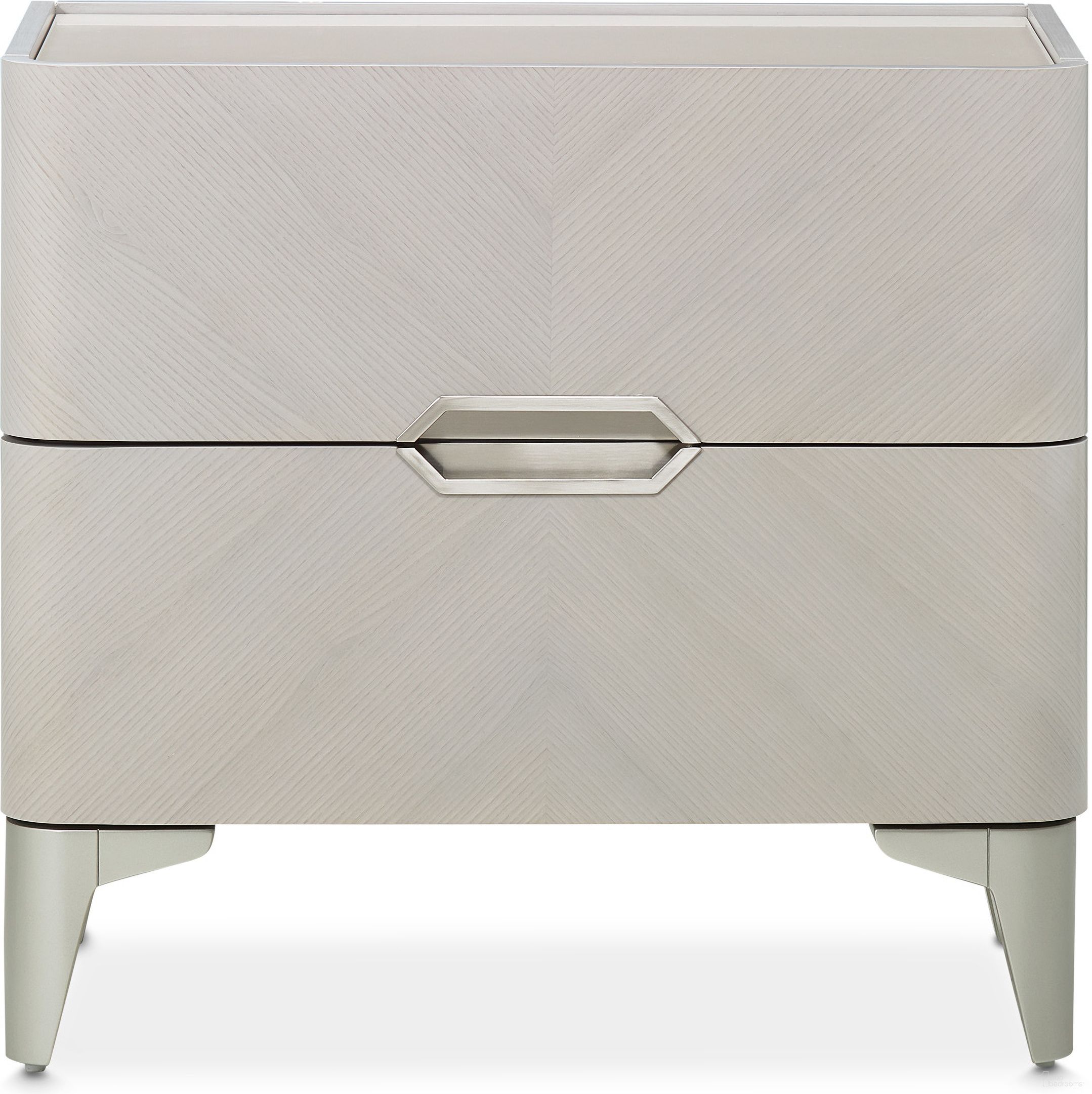 The appearance of Penthouse Nightstand In Ash Gray designed by Michael Amini in the modern / contemporary interior design. This ash gray piece of furniture  was selected by 1StopBedrooms from Penthouse Collection to add a touch of cosiness and style into your home. Sku: NF9033040-130. Material: Poplar.