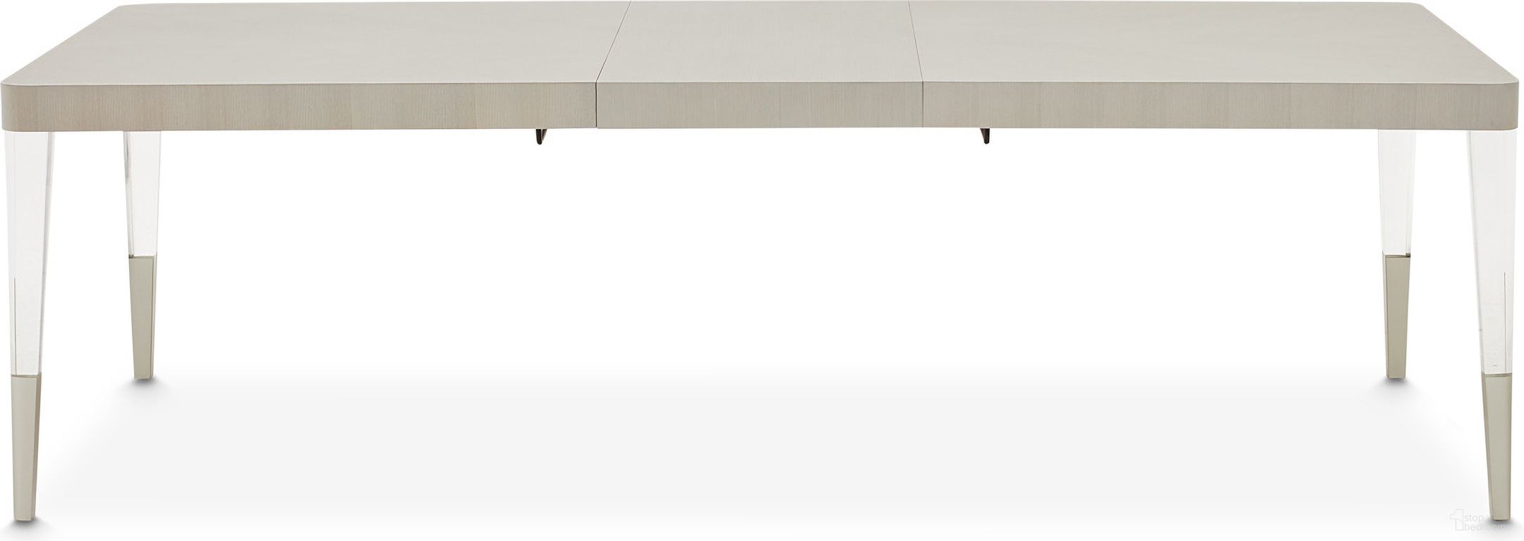 The appearance of Penthouse Rectangular Dining Table In Ash Gray designed by Michael Amini in the modern / contemporary interior design. This ash gray piece of furniture  was selected by 1StopBedrooms from Penthouse Collection to add a touch of cosiness and style into your home. Sku: NF9033000-130. Table Base Style: Legs. Table Top Shape: Rectangular. Size: 46" x 125". Material: Beech.