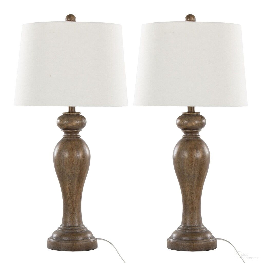 Peppa 31 Inch Polyresin Table Lamp Set of 2 In Opal Grey and Off White